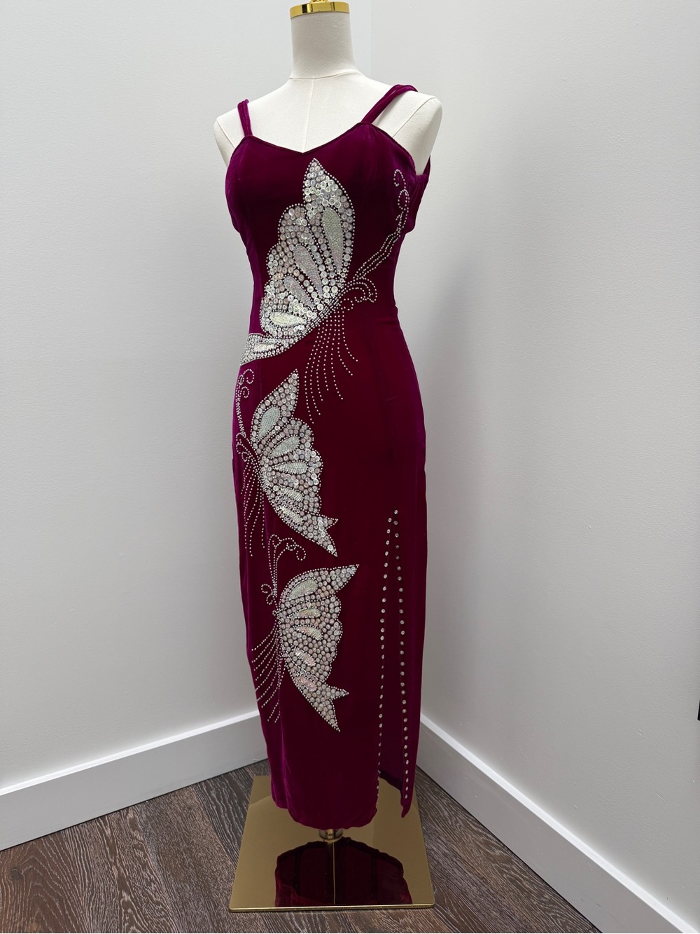 Sequin Butterfly Velvet Party Dress
